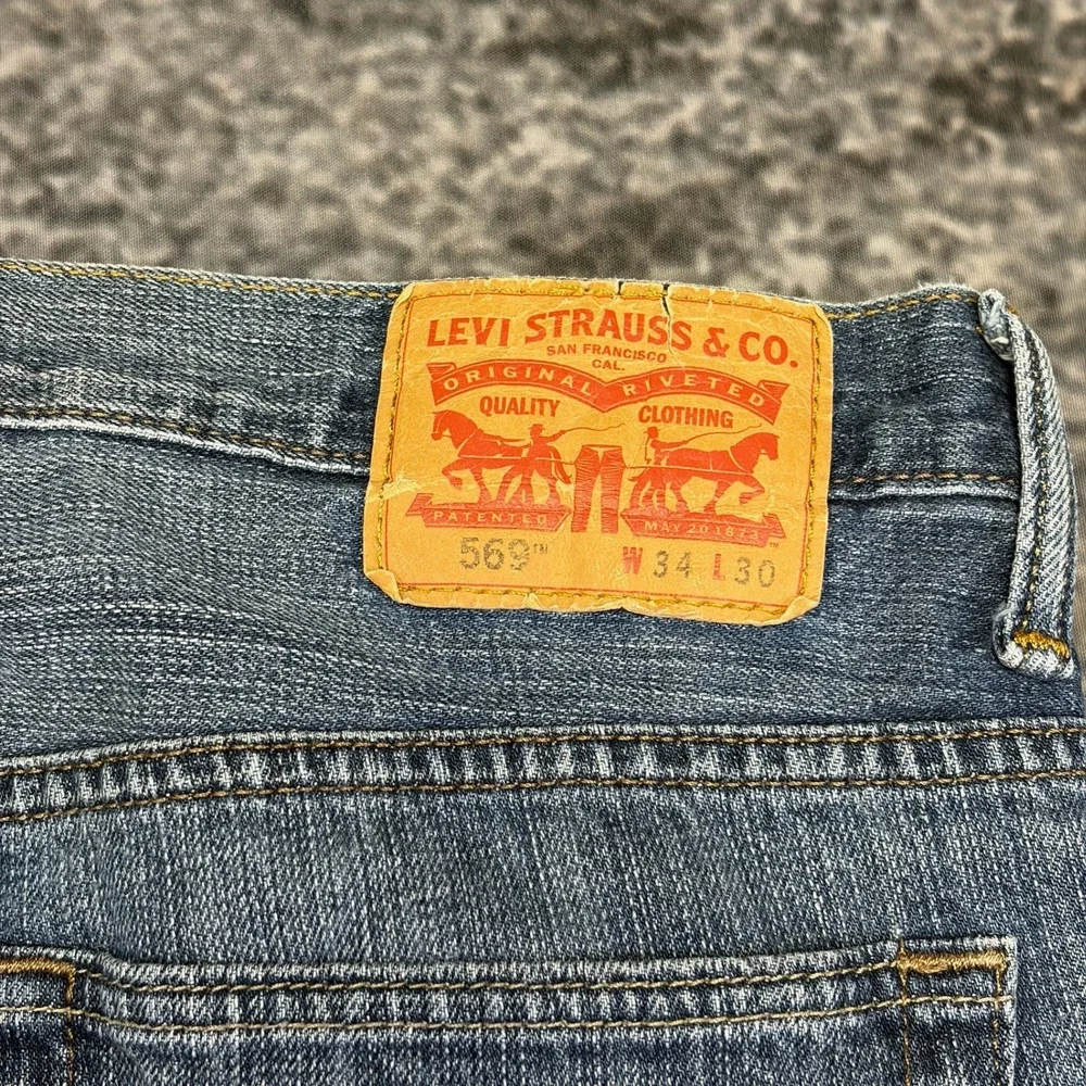 Levi's 569 Jeans Loose Straight Mens 36x29 Blue Faded Baggy Casual Denim